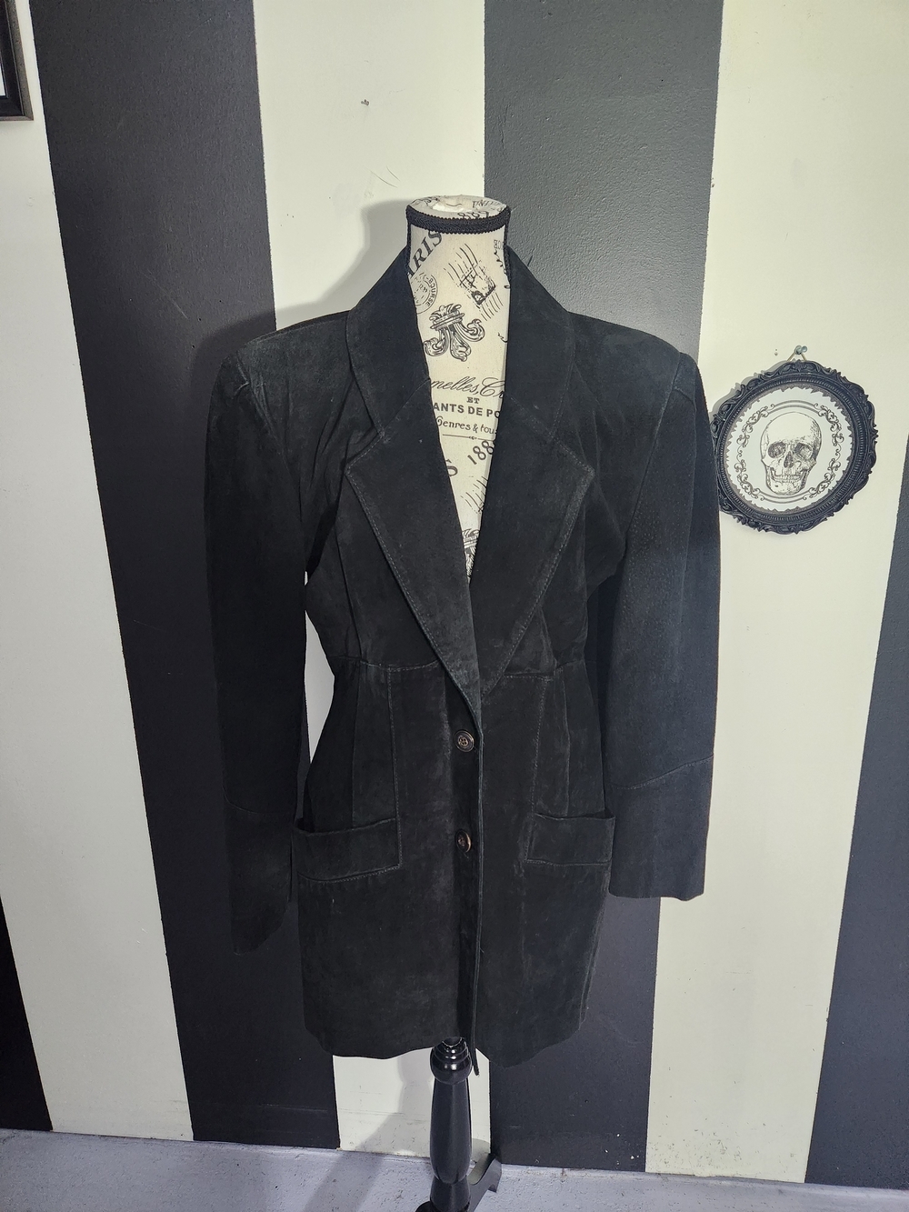 Vintage Black Suede Trench Coat